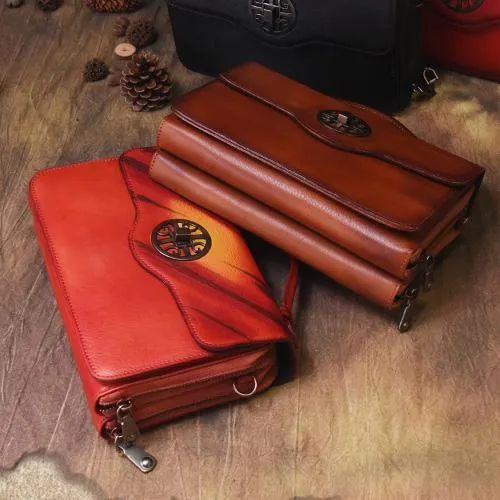 Vintage Womens Brown Leather Satchel Crossbody Bag Small Vintage Style Shoulder Bags for Ladies