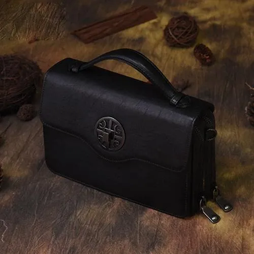 Vintage Womens Brown Leather Satchel Crossbody Bag Small Vintage Style Shoulder Bags for Ladies