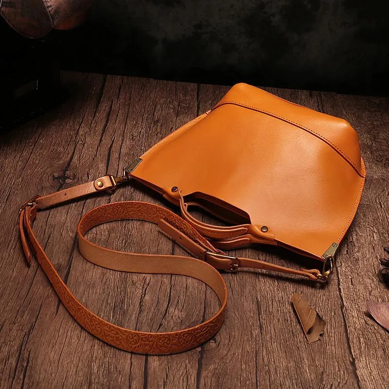 Vintage Womens Brown Leather Tote Purse 12" Shoulder Green Tote Handbags Bags for Ladies