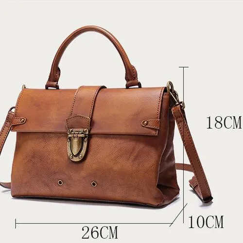 Vintage Womens Green Leather Satchel Handbags Purse Shoulder Crossbody Bags for Ladies