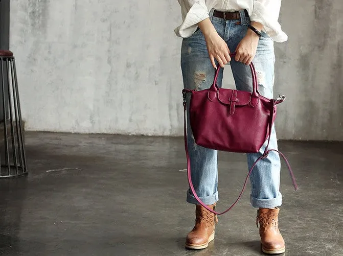 Vintage WOMENs LEATHER Work Handbag Shoulder Bag Handbag Purse FOR WOMEN
