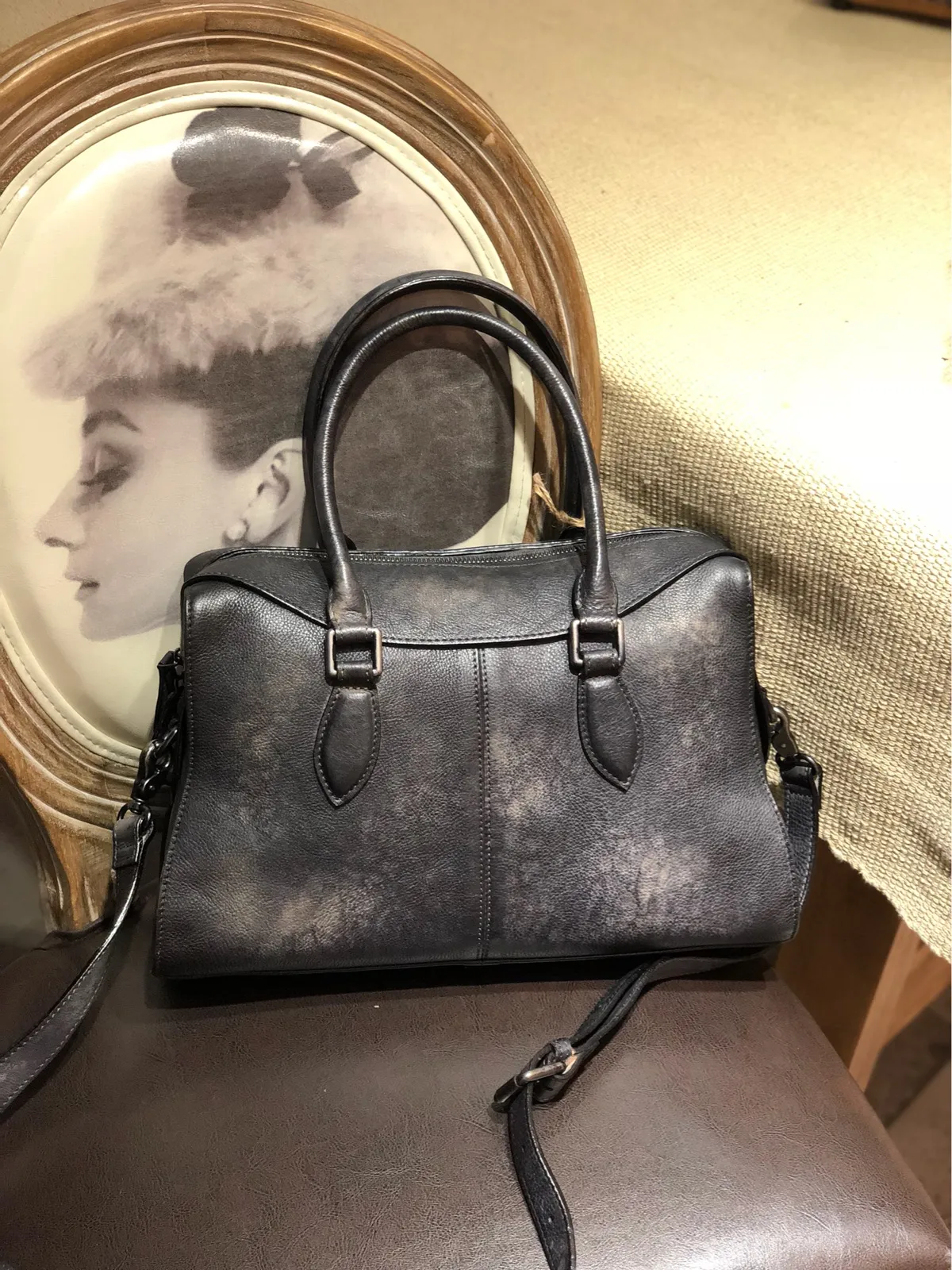 Vintage Womens Tan Leather Handbag Purses Brown Shoulder Handbag Purse Vintage Style Handbags for Ladies