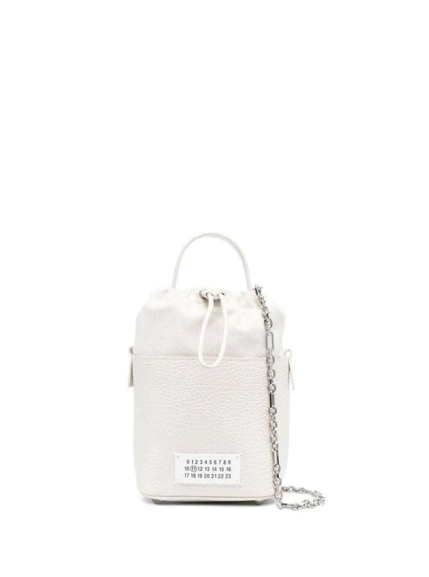 White '5A Bucket' With Chain Adjustable Shoulder Strap