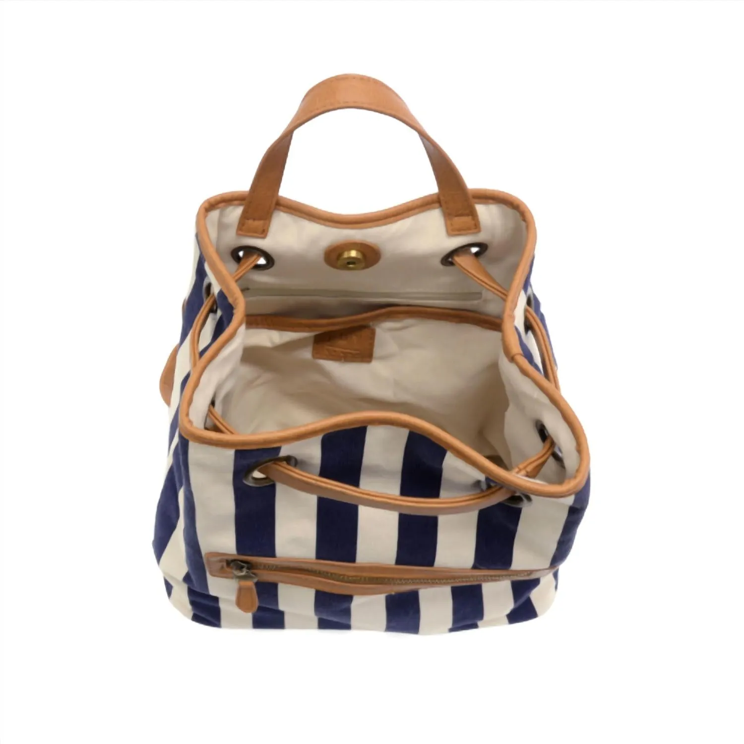 Women's Awning Stripe Canvas Backpack In Navy
