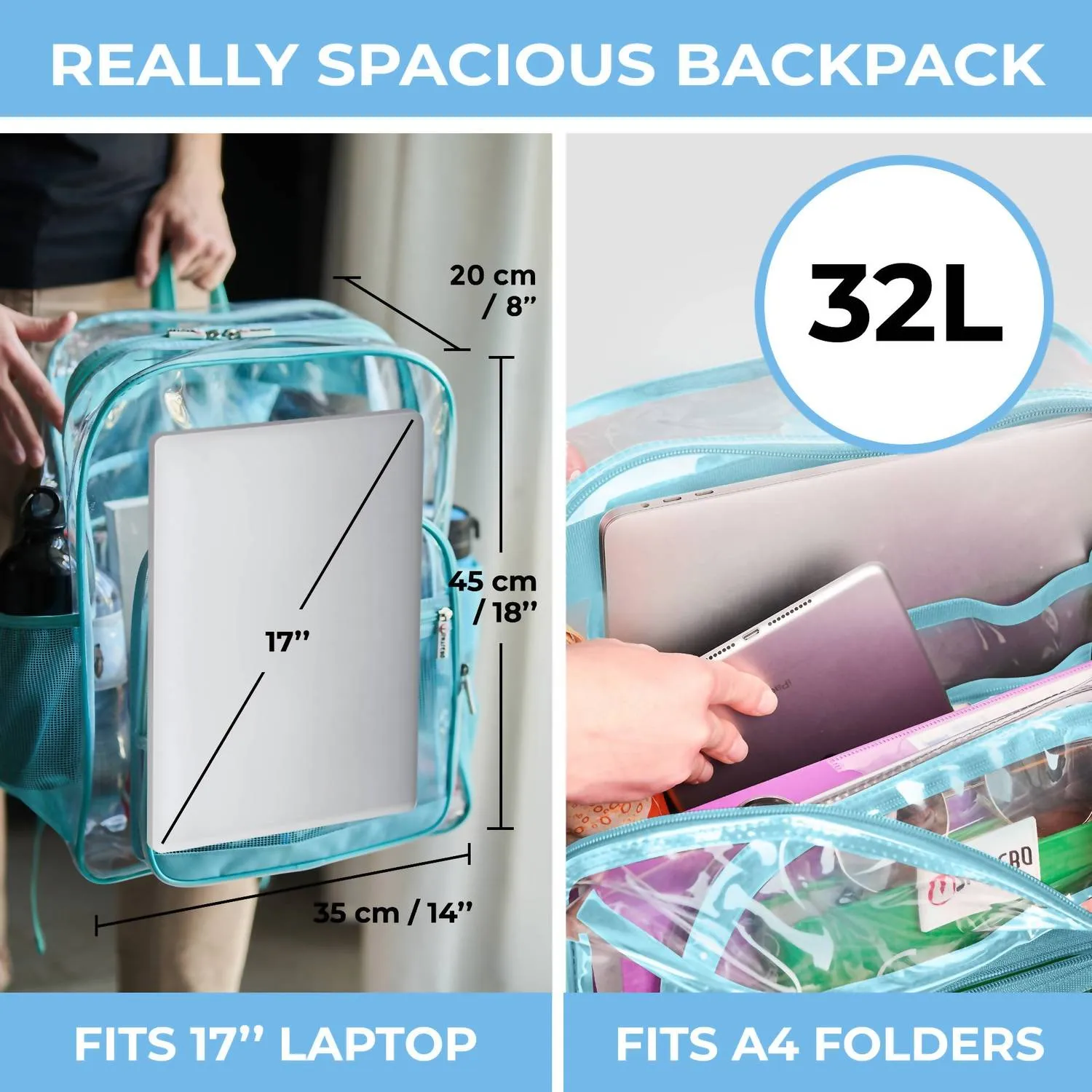 Women's Clear Backpack In Turquoise