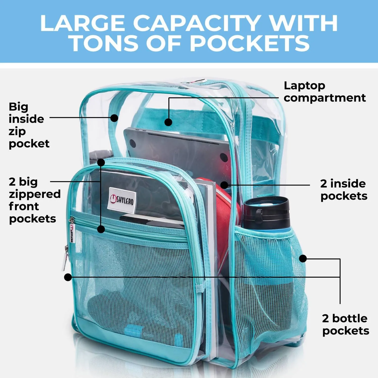 Women's Clear Backpack In Turquoise