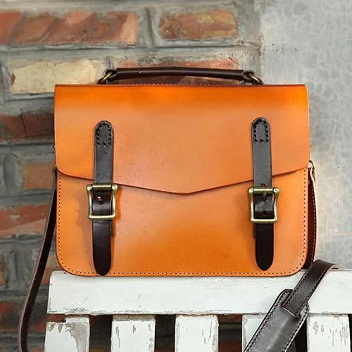 Womens Handmade Tan Leather Satchel Handbag Cambridge Structured Satchel Shoulder Purse