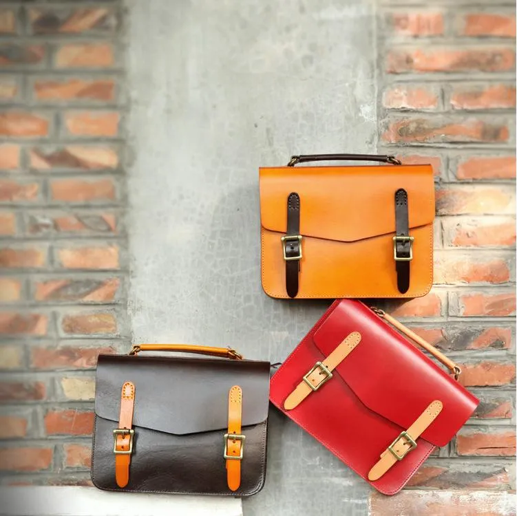 Womens Handmade Tan Leather Satchel Handbag Cambridge Structured Satchel Shoulder Purse