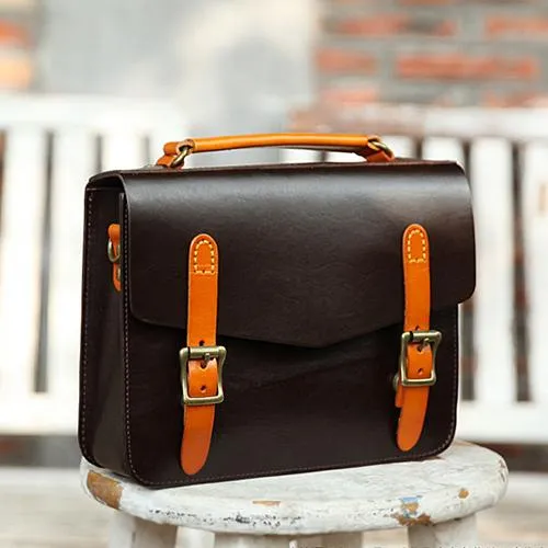 Womens Handmade Tan Leather Satchel Handbag Cambridge Structured Satchel Shoulder Purse