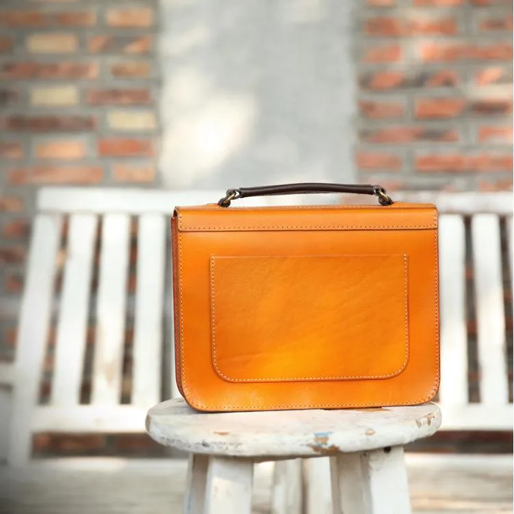 Womens Handmade Tan Leather Satchel Handbag Cambridge Structured Satchel Shoulder Purse