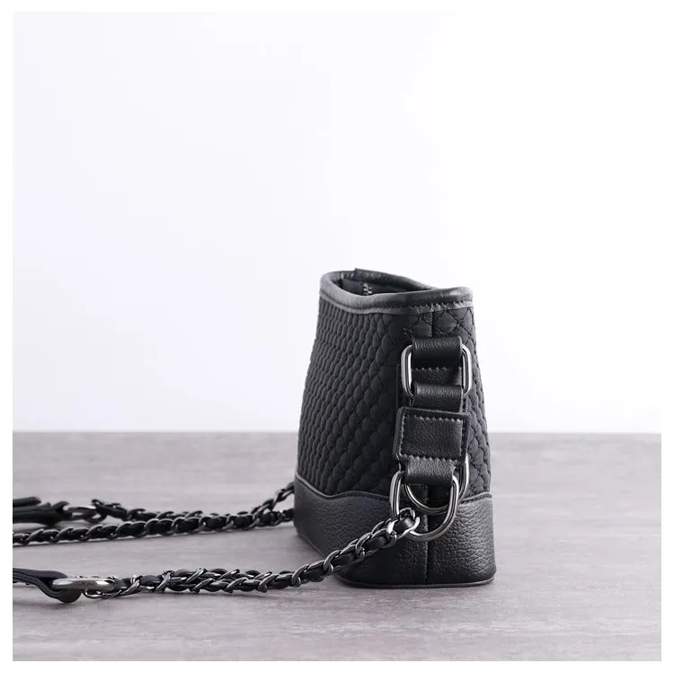 Womens Nylon Leather Shoulder Purse Womens Black Diamond Nylon Chain Shoulder Purse Nylon Chain Purse for Ladies