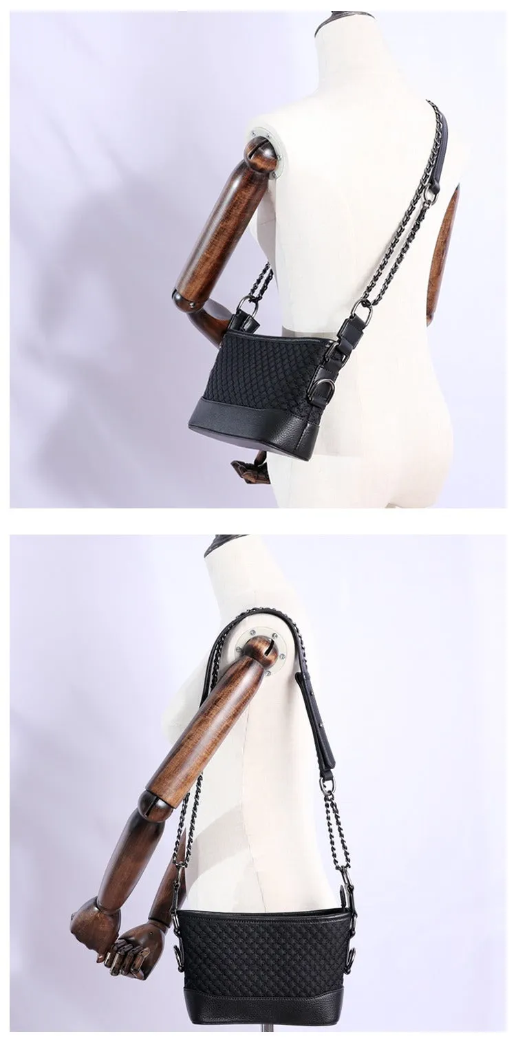 Womens Nylon Leather Shoulder Purse Womens Black Diamond Nylon Chain Shoulder Purse Nylon Chain Purse for Ladies