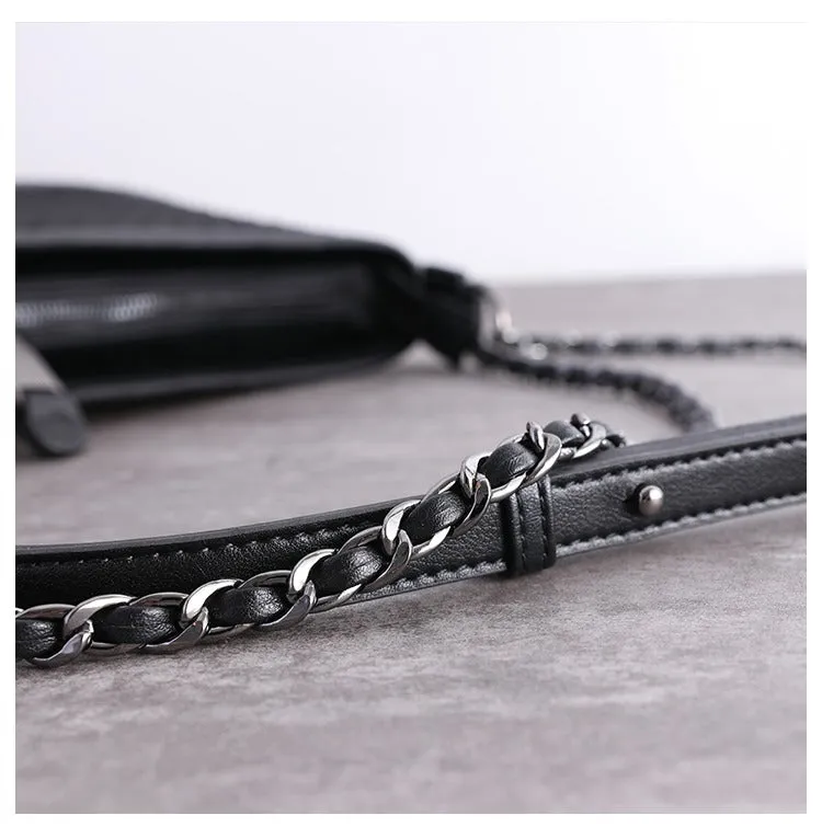 Womens Nylon Leather Shoulder Purse Womens Black Diamond Nylon Chain Shoulder Purse Nylon Chain Purse for Ladies