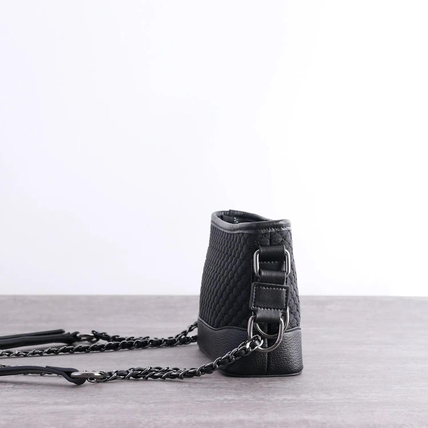 Womens Nylon Leather Shoulder Purse Womens Black Diamond Nylon Chain Shoulder Purse Nylon Chain Purse for Ladies