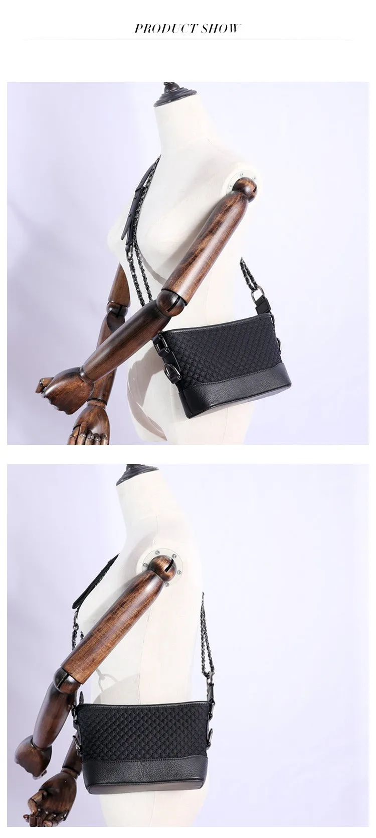 Womens Nylon Leather Shoulder Purse Womens Black Diamond Nylon Chain Shoulder Purse Nylon Chain Purse for Ladies