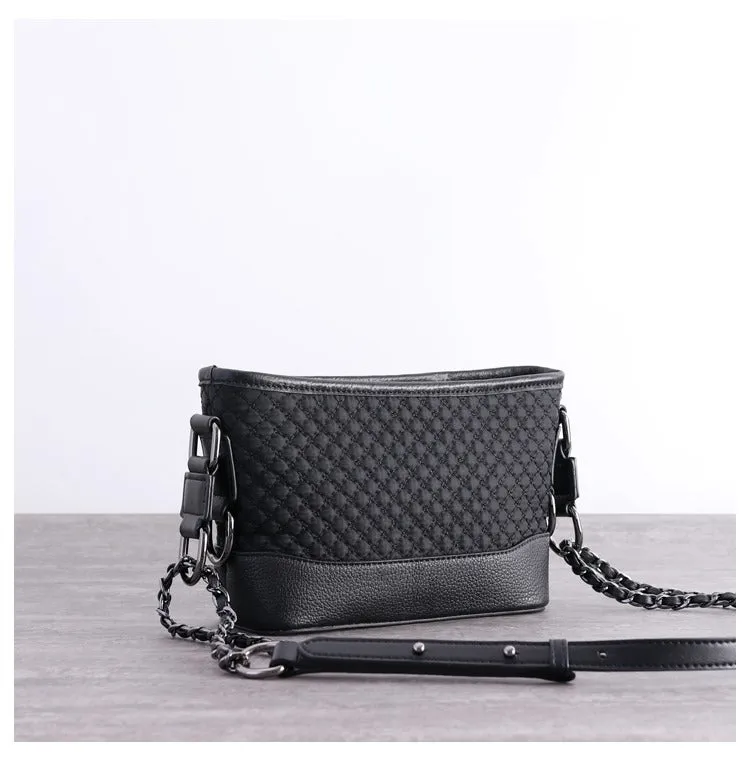 Womens Nylon Leather Shoulder Purse Womens Black Diamond Nylon Chain Shoulder Purse Nylon Chain Purse for Ladies