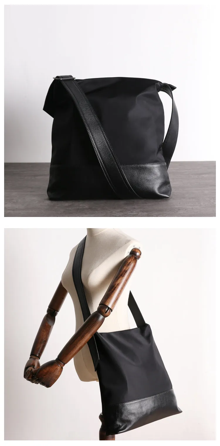 Womens Nylon Leather Shoulder Tote Womens Black Nylon Totes Purse Nylon Tote Purse for Ladies