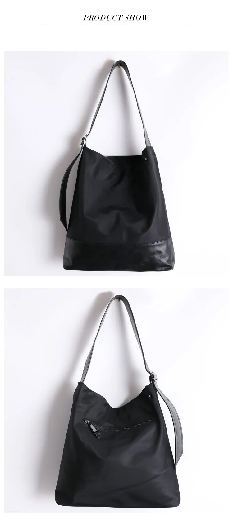 Womens Nylon Leather Shoulder Tote Womens Black Nylon Totes Purse Nylon Tote Purse for Ladies