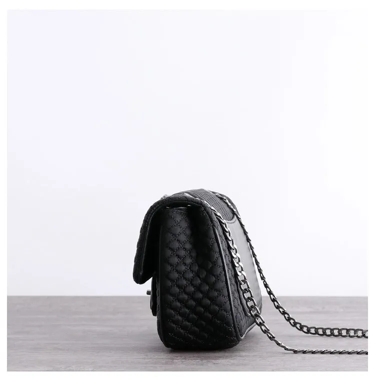 Womens Nylon Shoulder Purses Womens Black Diamond Nylon Chain Shoulder Purse Nylon Chain Purse for Ladies