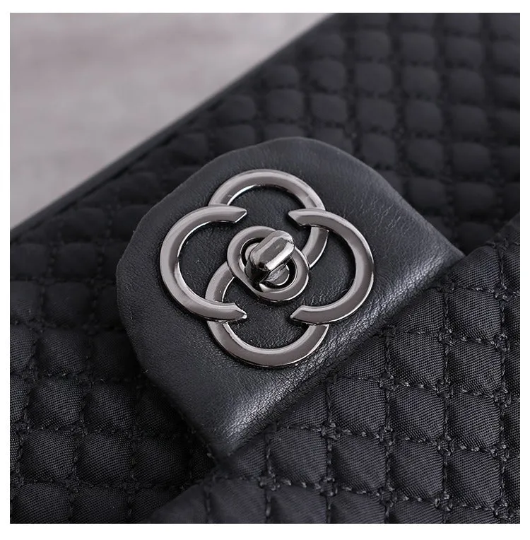 Womens Nylon Shoulder Purses Womens Black Diamond Nylon Chain Shoulder Purse Nylon Chain Purse for Ladies