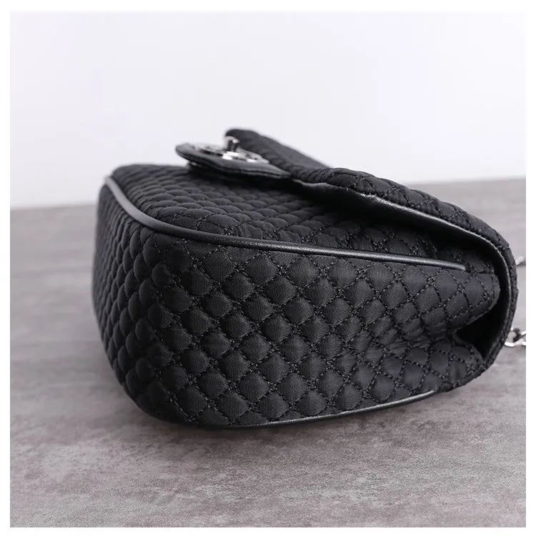 Womens Nylon Shoulder Purses Womens Black Diamond Nylon Chain Shoulder Purse Nylon Chain Purse for Ladies