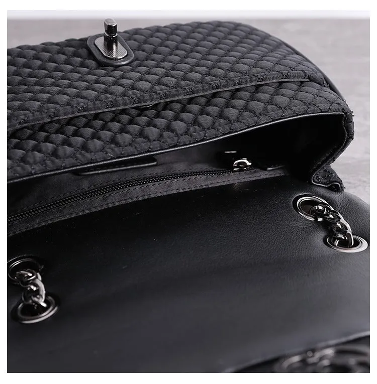 Womens Nylon Shoulder Purses Womens Black Diamond Nylon Chain Shoulder Purse Nylon Chain Purse for Ladies