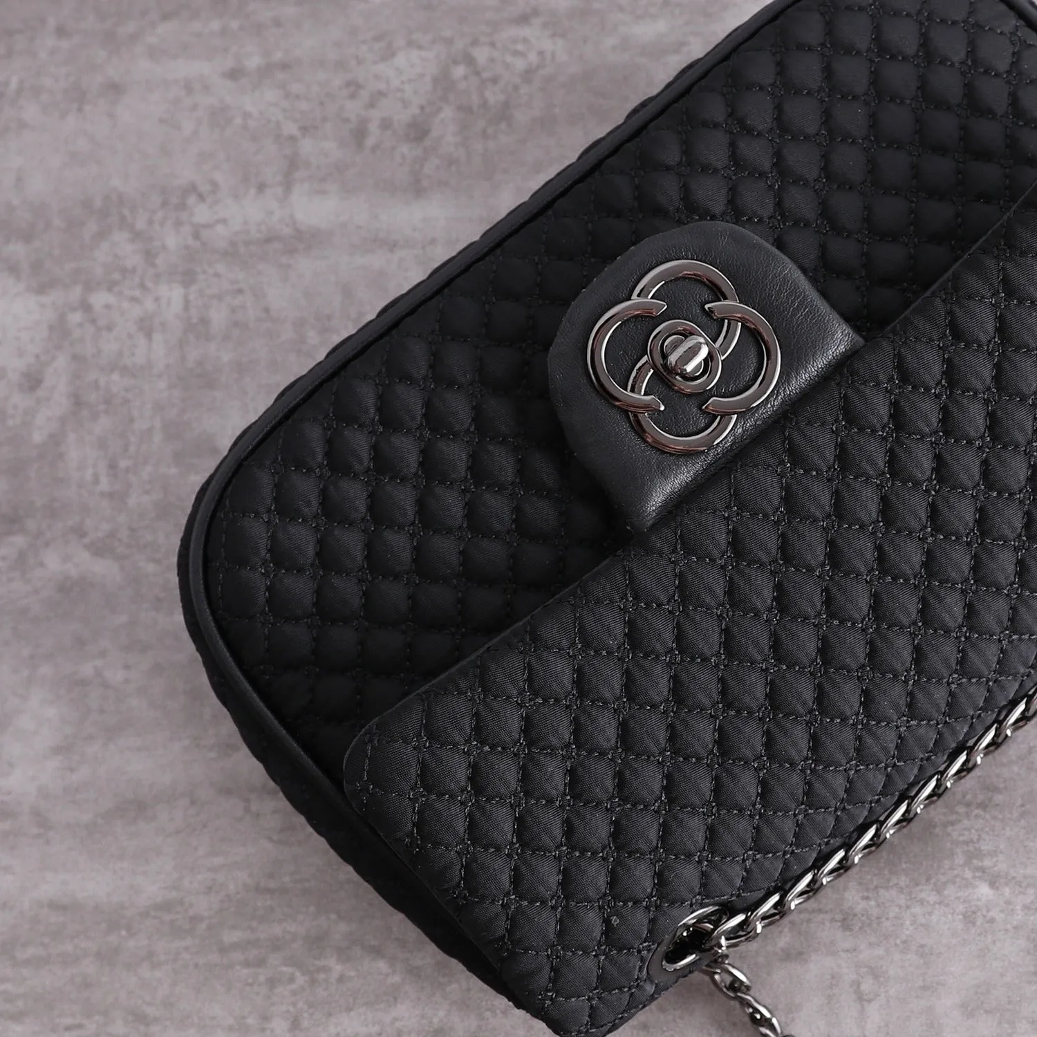 Womens Nylon Shoulder Purses Womens Black Diamond Nylon Chain Shoulder Purse Nylon Chain Purse for Ladies