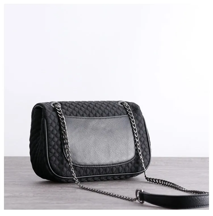 Womens Nylon Shoulder Purses Womens Black Diamond Nylon Chain Shoulder Purse Nylon Chain Purse for Ladies