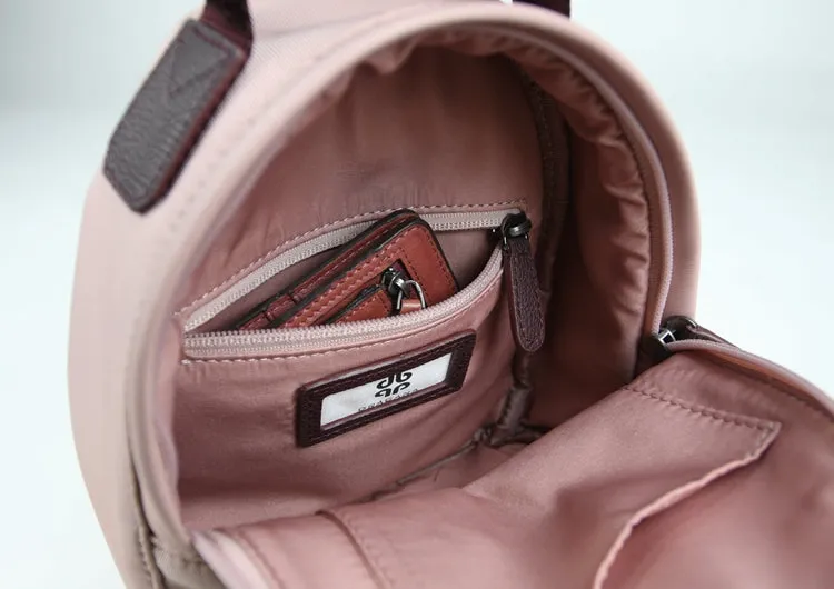 Womens Nylon Small Backpack Purse Khaki Convertible Crossbody Bag Nylon Backpack Shoulder Bag for Ladies