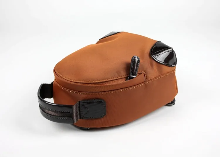 Womens Nylon Small Backpack Purse Orange Brown Convertible Crossbody Bag Nylon Backpack Shoulder Bag for Ladies