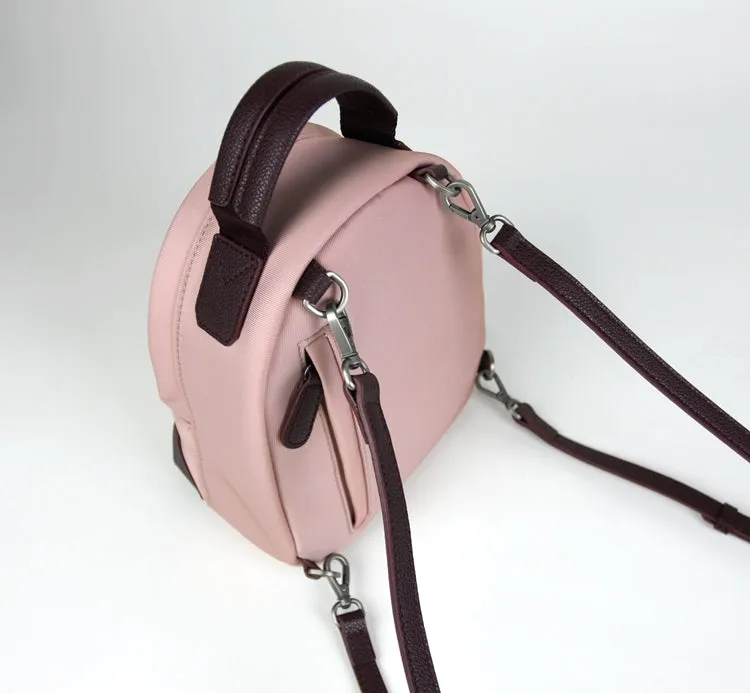 Womens Nylon Small Backpack Purse Orange Brown Convertible Crossbody Bag Nylon Backpack Shoulder Bag for Ladies