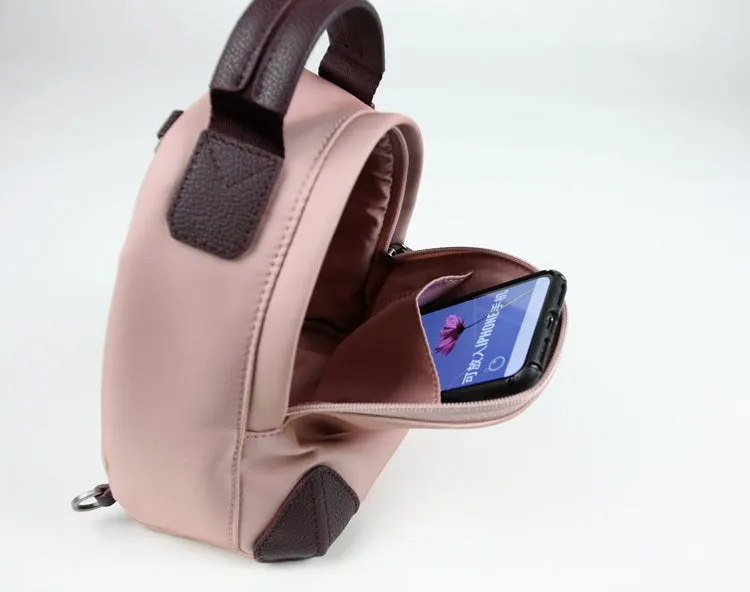 Womens Nylon Small Backpack Purse Orange Brown Convertible Crossbody Bag Nylon Backpack Shoulder Bag for Ladies